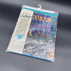 Vintage Shower Curtain Flower Garden  Collage USA Vinyl Floral 1990s 70” by 72”